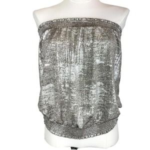 NWT Anthropologie Maiah Silver Metallic Shimmer Strapless Tube Top. medium.